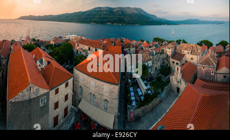 Korcula town.  View from the church tower in the center of the city. Croatia 2014 Stock Photo