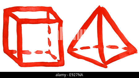 Abstract hand drawn watercolor geometrical shapes Stock Photo