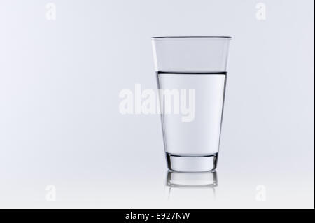 Water glass with gray background