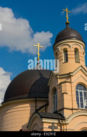 Gold crosses on the Orthodox Church Stock Photo