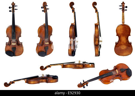 Old violin, isolated on a white background Stock Photo