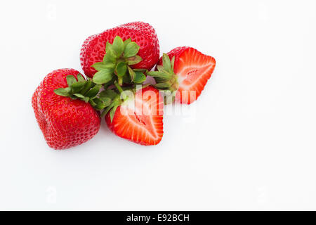 three strawberries Stock Photo