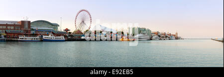 Panorama of Navy Pier in Chicago Stock Photo