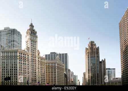 Chicago Tribune Tower and Wrigley building Stock Photo