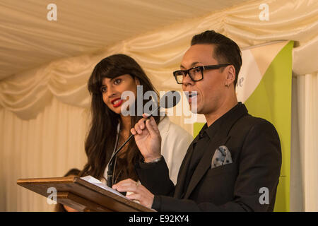 Westminster, London, UK. 16th October, 2014. GOK WAN and JAMEELA JAMIL at the BODY CONFIDENCE AWARDS 2014 held at the House of Commons, Westminster London UK 16/10/14.  On Thursday 16th October charities, organisations, businesses and high profile individuals came together at the House of Commons to celebrate those leading the way in promoting positive body image as part of the 2014 Body Confidence Awards. Credit:  Mark Bourdillon/Alamy Live News