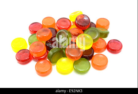 Pile of multi-coloured boiled sweets or hard candies Stock Photo