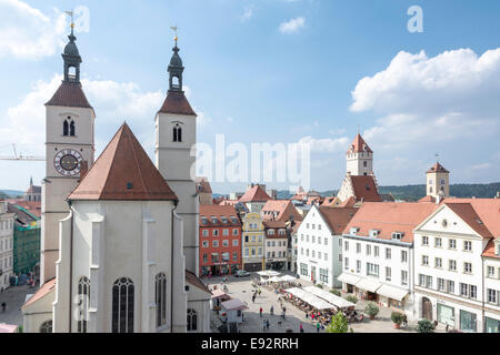 REGENSBURG, GERMANY - SEPTEMBER 10: View over the Neupfarrplatz in Regensburg, Germany on September 10, 2014. Stock Photo