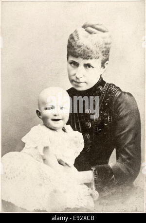 Alfonso XIII (1886-1941), King of Spain, and Mother, Maria Christina of Austria, Queen Regent (1858-1929), Portrait, - Stock Photo