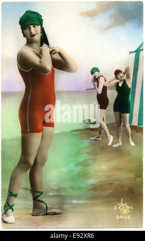 Bathing Suit, 1949. /Nbette Alden Models A Three-Piece Bathing