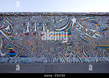 Fragment of the East Side Gallery in Berlin. It's a 1.3 km long part of the original Berlin Wall. Stock Photo