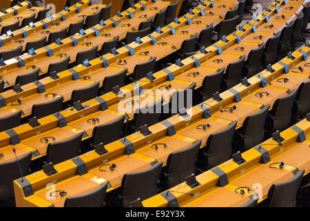 The European Parliament Room (debating chamber) in Brussels. Stock Photo