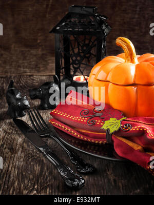 Halloween table setting Stock Photo