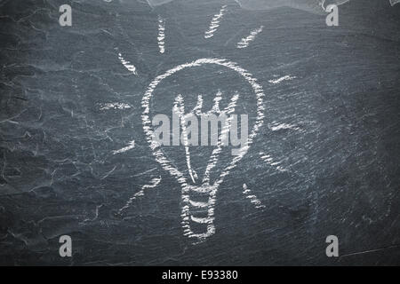 Light bulb on chalkboard Stock Photo