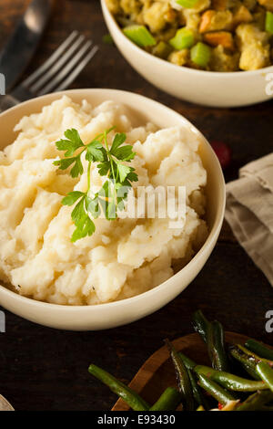 Homemade Creamy Mashed Potatoes in a Bowl Stock Photo