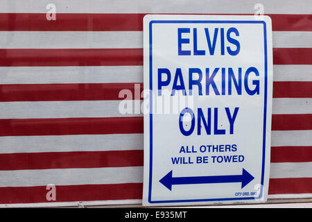 'Elvis Parking Only' Novelty sign on an American diner Stock Photo