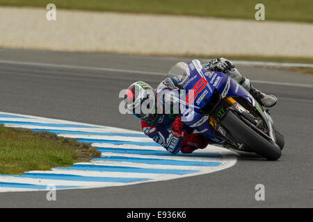 Phillip Island, Victoria, Australia. Saturday, 18 October, 2014. Jorge Lorenzo, Movistar Yamaha MotoGP Team. Free practice 4, Tissot Australian Motorcycle Grand Prix. Credit:  Russell Hunter/Alamy Live News Stock Photo