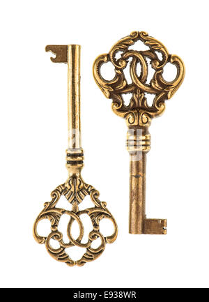 Vintage golden skeleton key isolated on white background Stock Photo ...