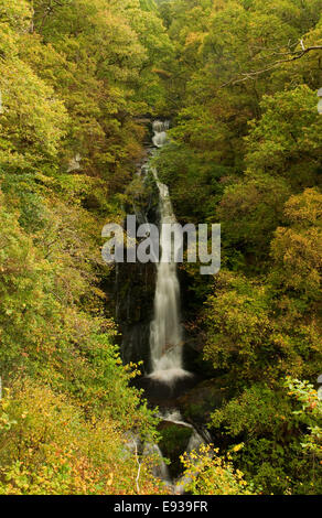 Black Spout Waterfall near Pitlochry in Autumn Stock Photo