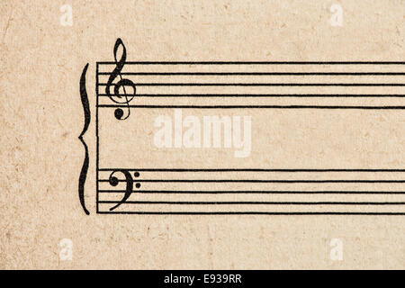 aged paper sheet for musical notes. grungy textured background Stock Photo