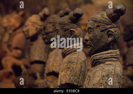 Horizontal close up of the Terracotta Army statues. Stock Photo