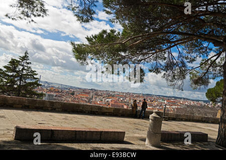 Horizontal aerial view across Lisbon. Stock Photo