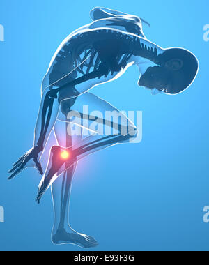 3D Painful ankle illustration on human Stock Photo