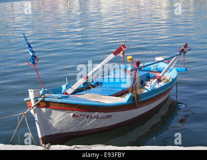 Fishing boat in the harbour of Pythagorion in Samos island Greece. Summer, sun, colours and idyllic summer impressions Stock Photo