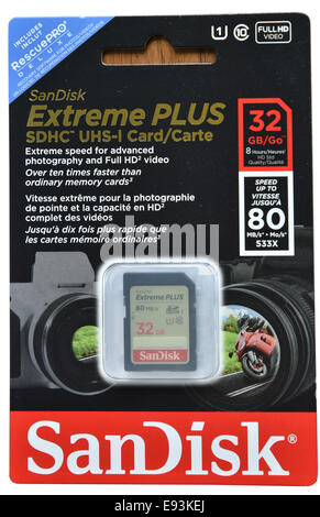 A Sandisk 32GB SD card Stock Photo