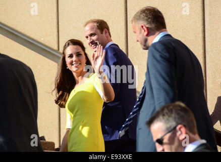 Prince William, Duke of Cambridge and Catherine, Duchess of Cambridge arriving at Sydney Opera House during an official visit to Australia  Featuring: Prince William,Duke of Cambridge,Catherine,Duchess of Cambridge,Kate Middleton Where: Sydney, Australia When: 16 Apr 2014 Stock Photo