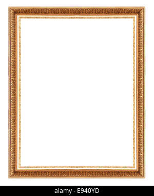 Old gold antique picture frames isolated on white background. Stock Photo