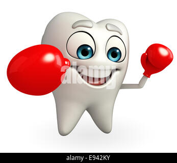 Cartoon character of teeth with Boxing Gloves Stock Photo - Alamy