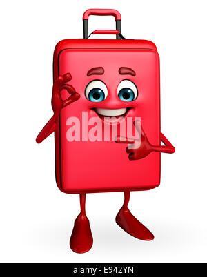 Cartoon Character of Travelling Bag with best sign Stock Photo