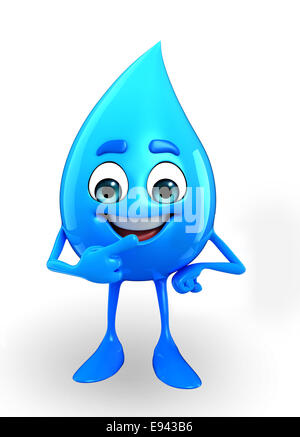 Cartoon Character Of Water Drop is pointing Stock Photo