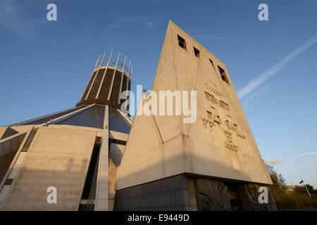 Evening sun on the Metropolitan Cathedral of Christ the King in Liverpool city centre UK Stock Photo