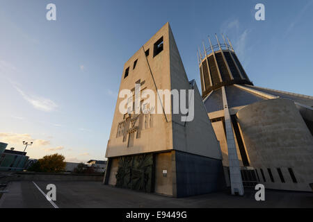 Evening sun on the Metropolitan Cathedral of Christ the King in Liverpool city centre UK Stock Photo