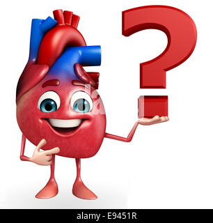 Cartoon Character of heart with question mark Stock Photo