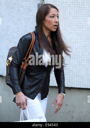 Mo Farah and his wife Tania outside the ITV studios  Featuring: Tania Farah,Tania Nell Where: London, United Kingdom When: 16 Apr 2014 Stock Photo