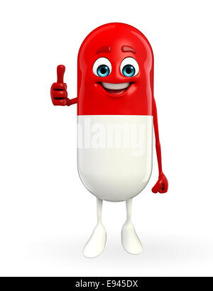 Cartoon character of pill is pointing Stock Photo - Alamy