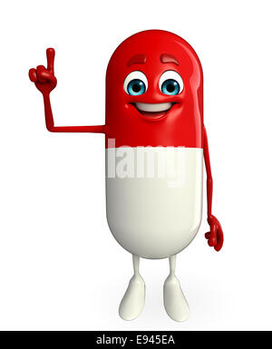 Cartoon character of pill is pointing Stock Photo - Alamy