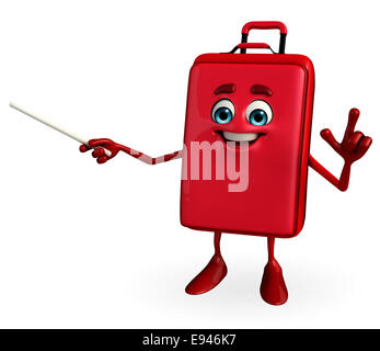 Cartoon Character of Travelling Bag is pointing Stock Photo