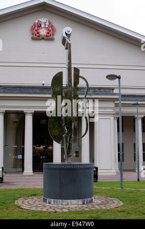 Concerto sculpture by John Sydney Carter, De Montfort Hall, Leicester, UK Stock Photo