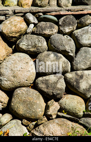 Close up of wall made of rocks Stock Photo