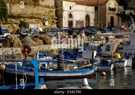 view of the fishing port of Castellammare del Golfo, Sicily Stock Photo