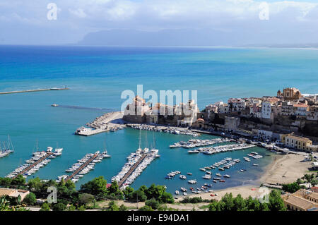 panorama on the fishing port of Castellammare del Golfo, Sicily Stock Photo