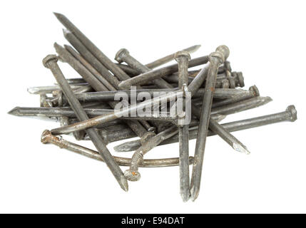 Rusty nails isolated on white a background Stock Photo