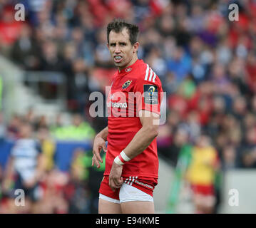 Salford, UK. 18th Oct, 2014. Andrew Smith of Munster - European Rugby Champions Cup - Sale Sharks vs Munster - AJ Bell Stadium - Salford- England - 18th October 2014 - Picture Simon Bellis/Sportimage. © csm/Alamy Live News Stock Photo