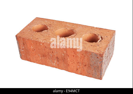 perforated red brick isolated on white background Stock Photo