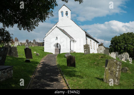 Small isolated church of St Michael nr the seaside village of Penbryn between New Quay and Cardigan, Ceredigion, West Wales, UK Stock Photo
