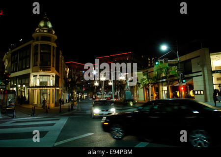 Rodeo Drive and Via Rodeo at Night Beverly Hills Los Angeles California ...
