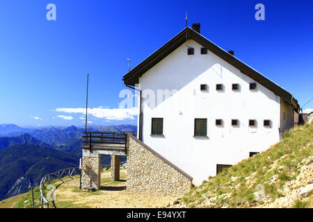 Mountain hut on Punta Telegrafo, Italy Stock Photo